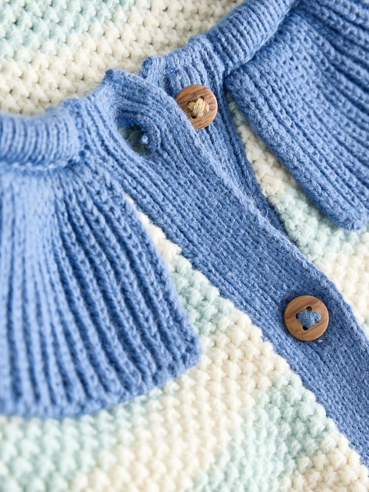 Light Blue Collared Fish Stripe Cardigan (3mths-7yrs)