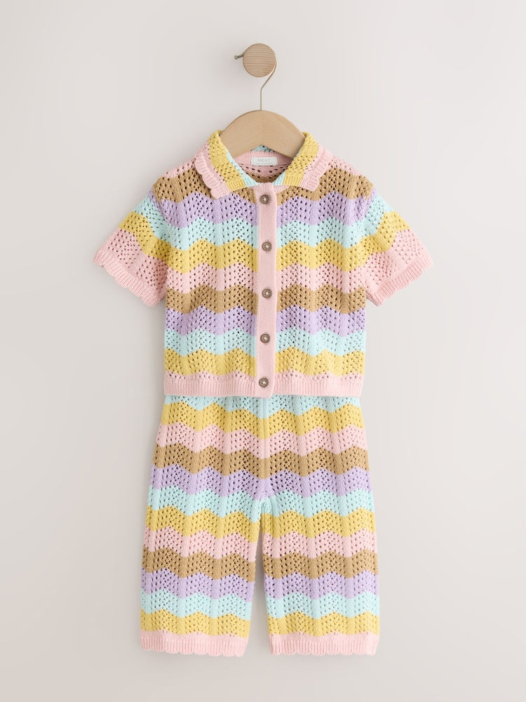 Multi Stripe Knitted Shirt and Trousers Set (3mths-10yrs)