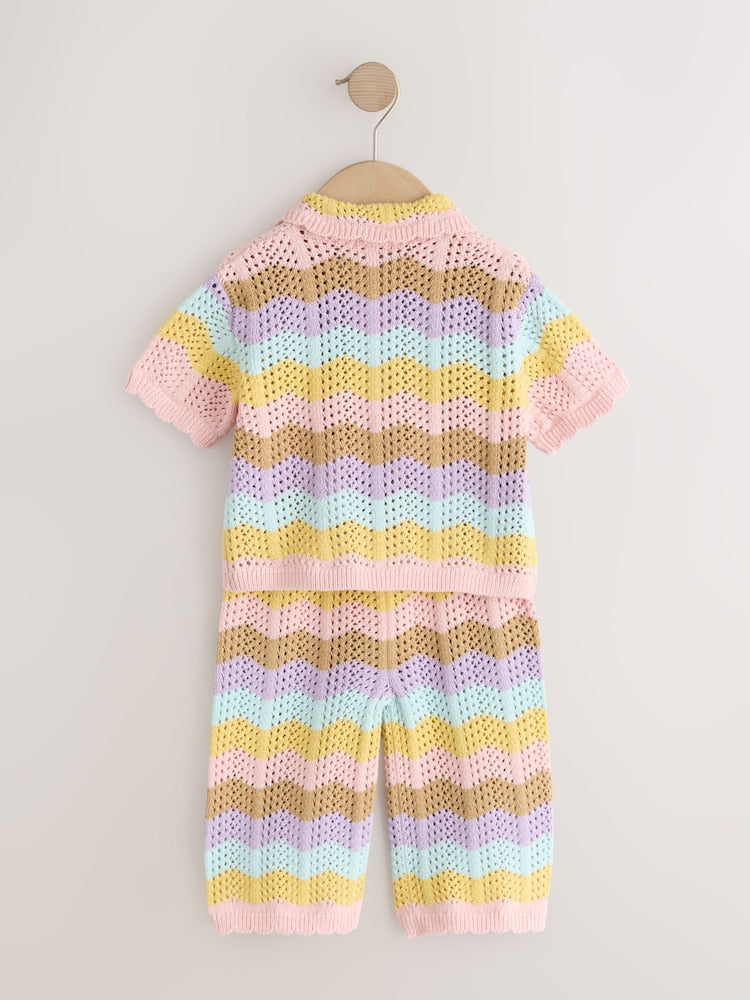 Multi Stripe Knitted Shirt and Trousers Set (3mths-10yrs)
