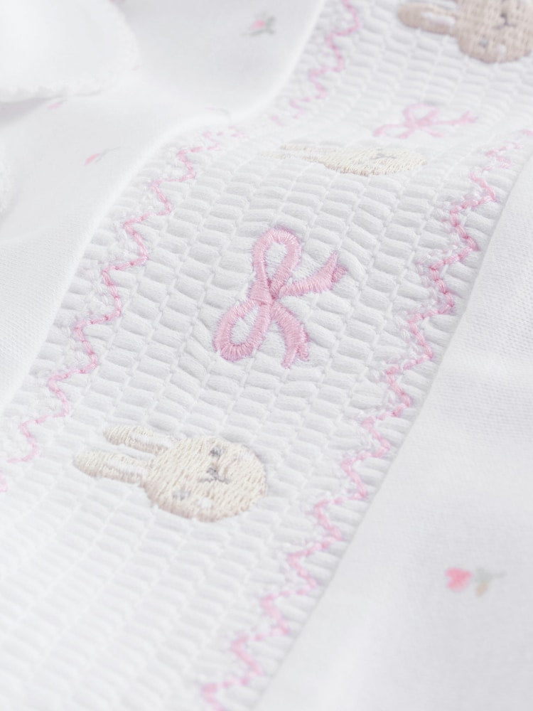 White/Pink Collar Baby Sleepsuits 3 Pack (0-2yrs)