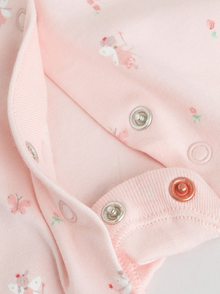 White/Pink 7 Pack Baby Sleepsuit (0-2yrs)