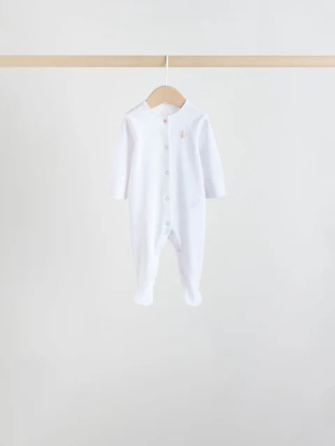 White/Pink 7 Pack Baby Sleepsuit (0-2yrs)