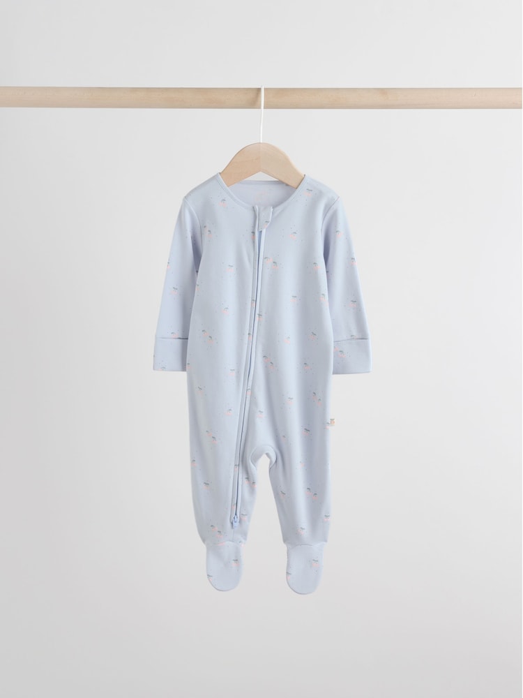 Multi Pastel Character Two Way Zip Baby Sleepsuits 5 Pack (0-2yrs)