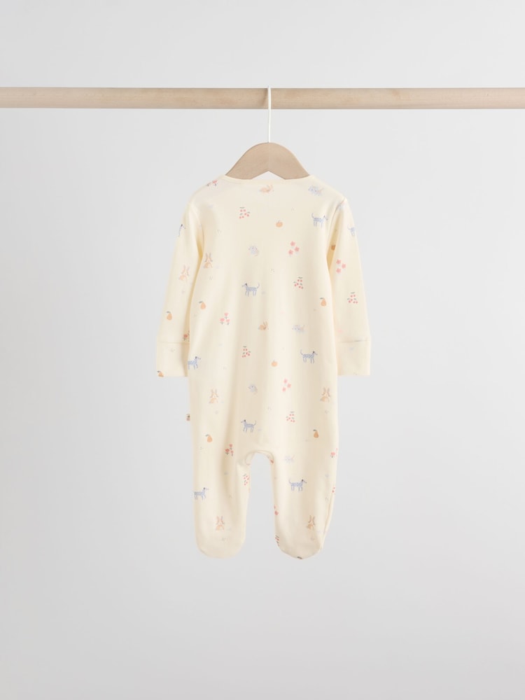 Multi Pastel Character Two Way Zip Baby Sleepsuits 5 Pack (0-2yrs)