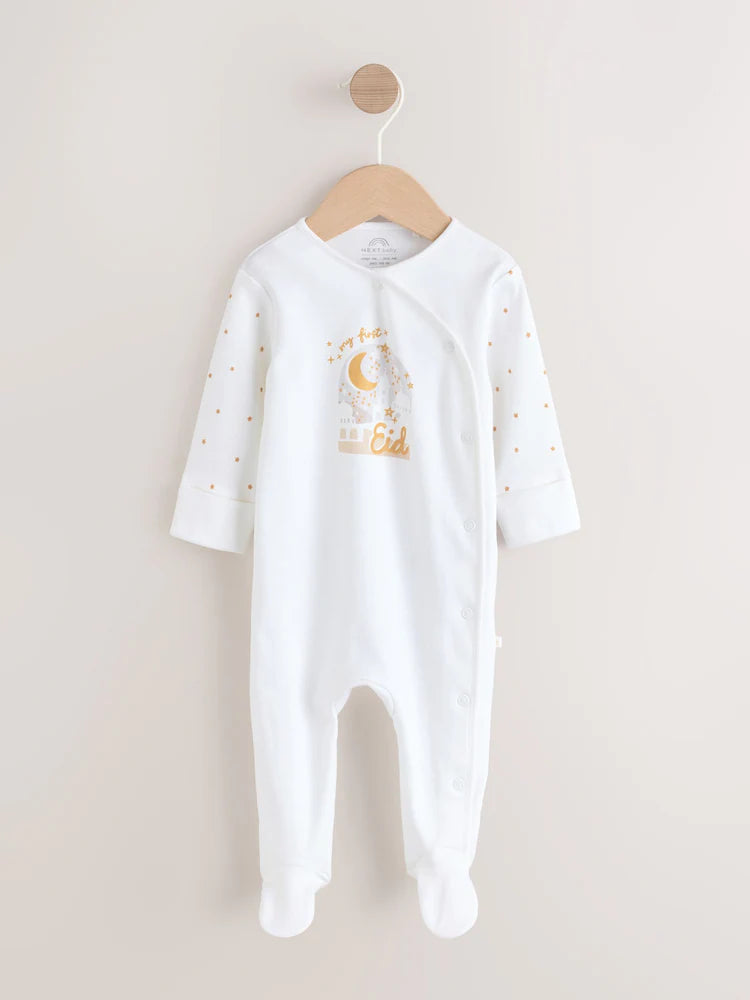 White My First EID Baby Sleepsuit (0mths-2yrs)