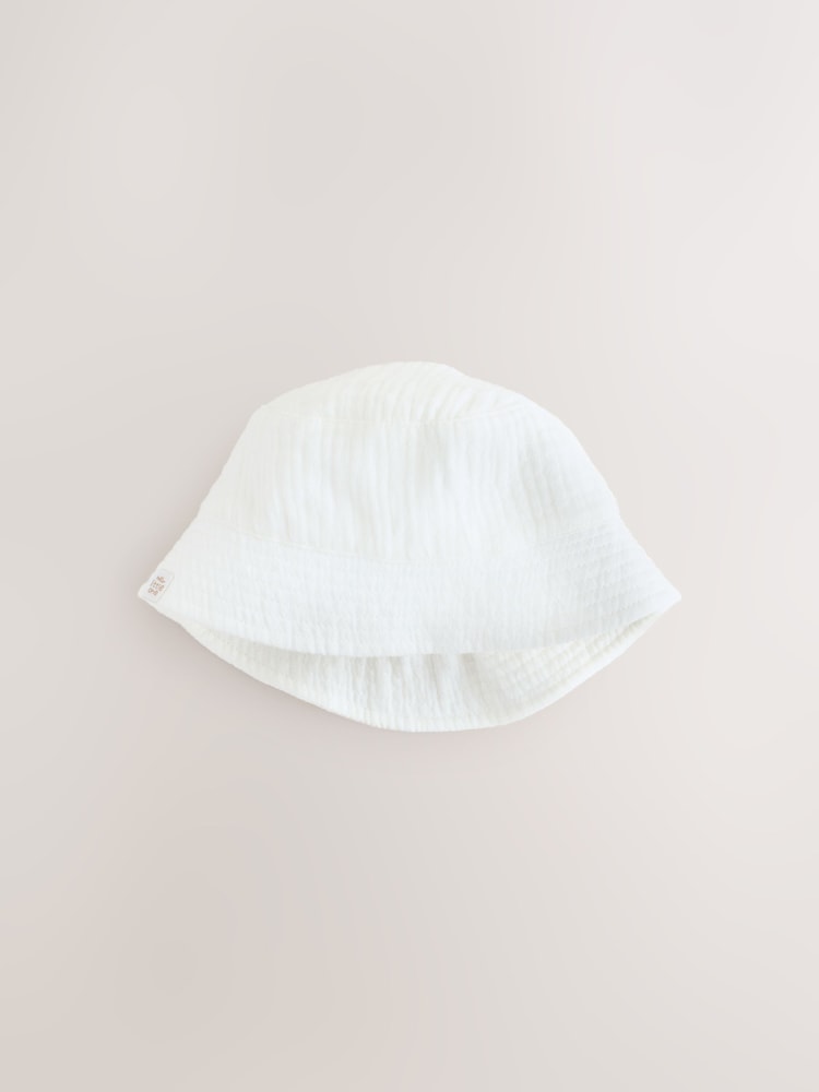 White Crinkle Baby Bucket Hat