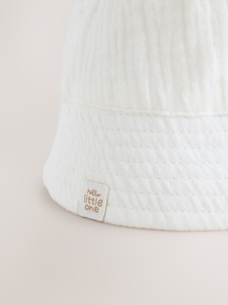 White Crinkle Baby Bucket Hat