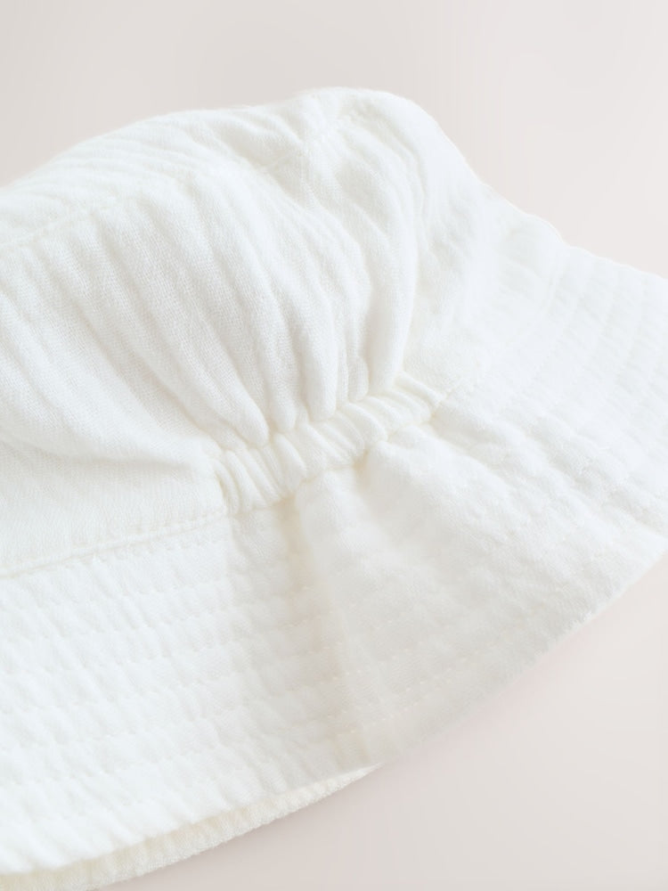 White Crinkle Baby Bucket Hat