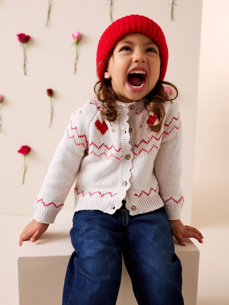 Ecru Heart Yoke Cardigan (3mths-7yrs)