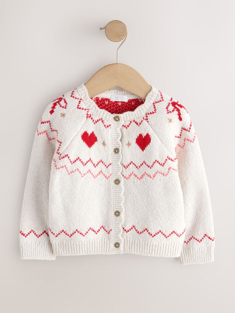 Ecru Heart Yoke Cardigan (3mths-7yrs)