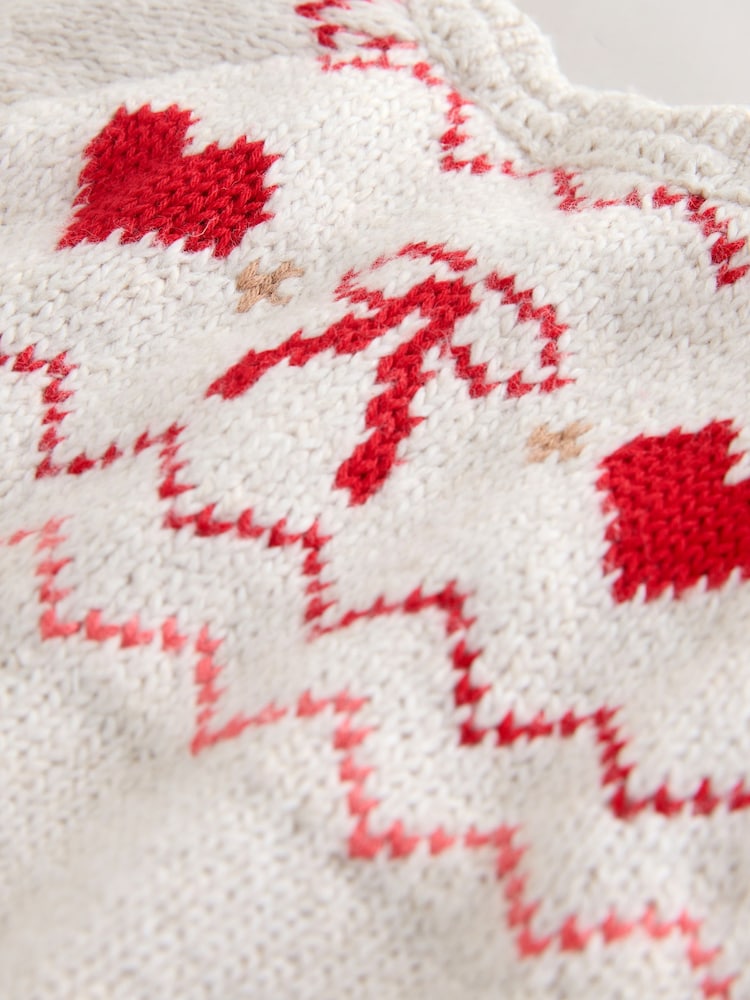 Ecru Heart Yoke Cardigan (3mths-7yrs)