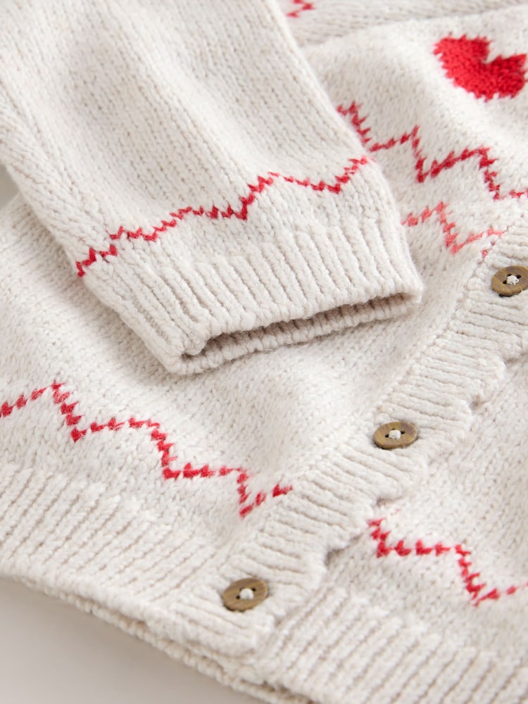 Ecru Heart Yoke Cardigan (3mths-7yrs)