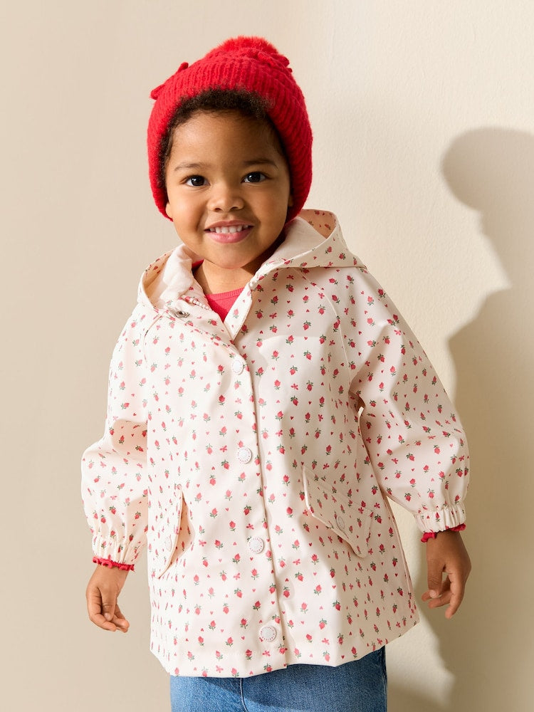 Ecru Floral Shower Resistant Printed Raincoat (9mths-7yrs)