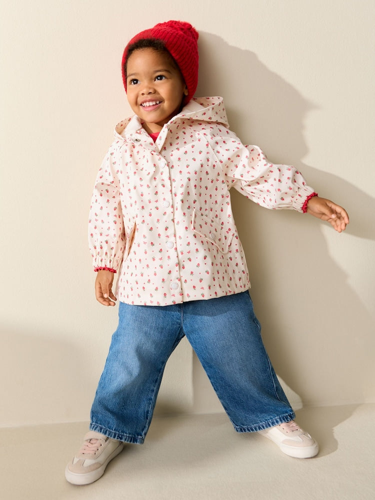 Ecru Floral Shower Resistant Printed Raincoat (9mths-7yrs)