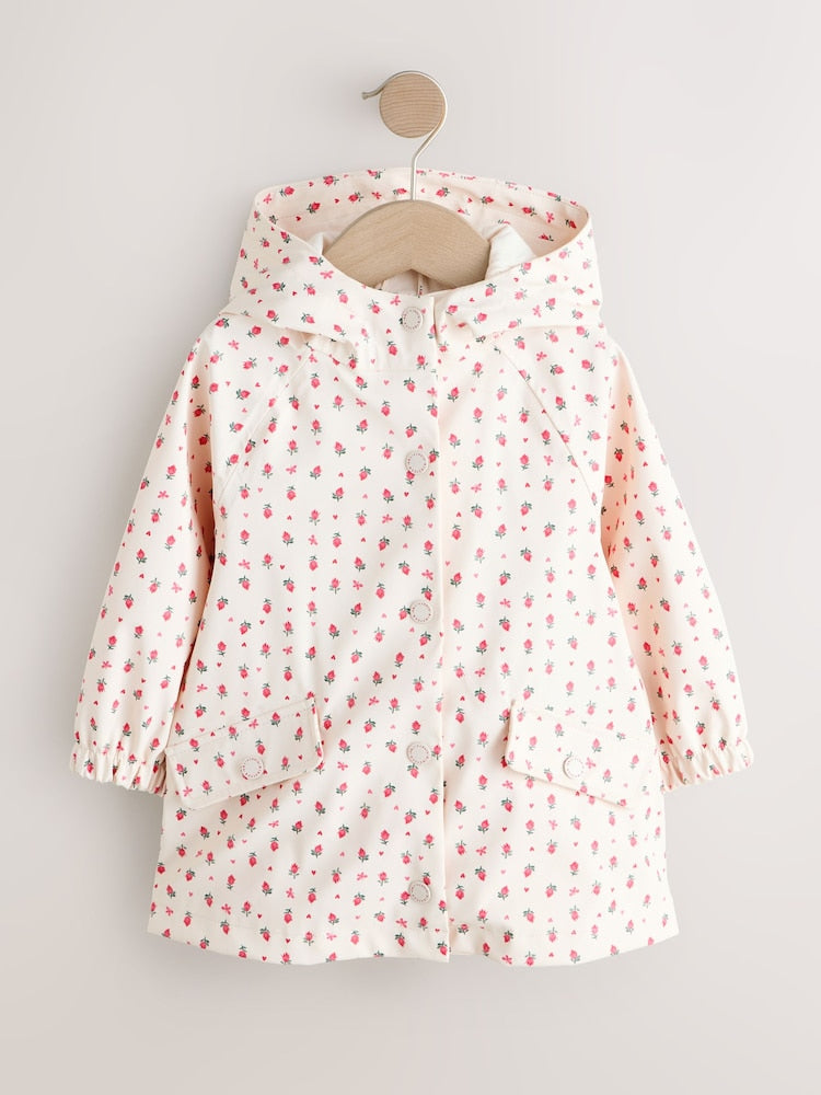 Ecru Floral Shower Resistant Printed Raincoat (9mths-7yrs)