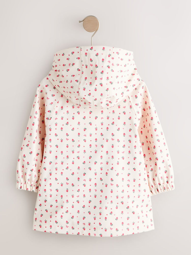 Ecru Floral Shower Resistant Printed Raincoat (9mths-7yrs)