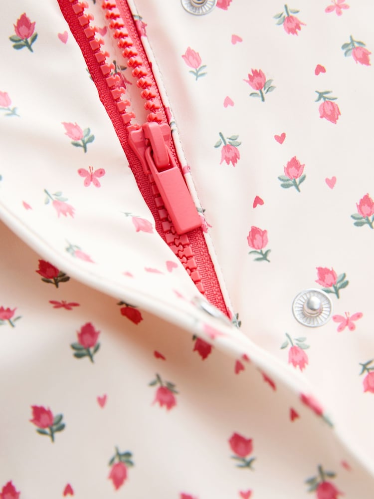 Ecru Floral Shower Resistant Printed Raincoat (9mths-7yrs)