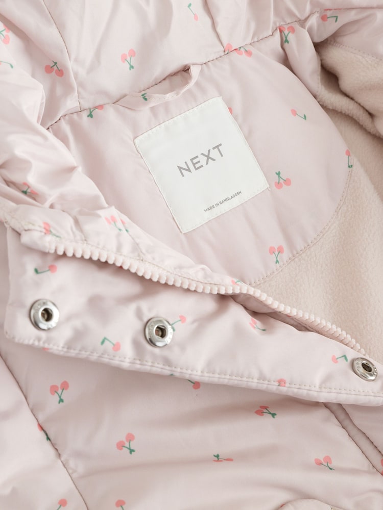 Light Pink Cherry Shower Resistant Printed Coat (3mths-7yrs) - Size 3-6 Months (62-68cm)