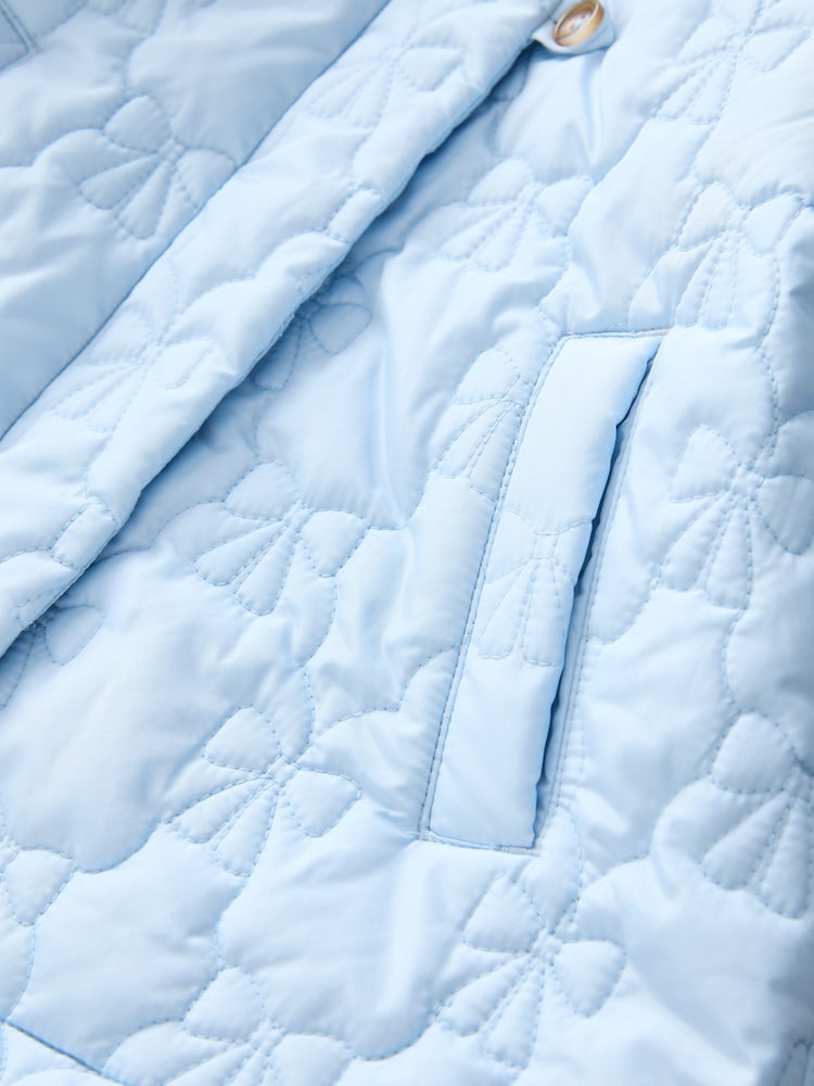 Blue Shower Resistant Bow Quilted Coat (3mths-7yrs) - Size 3-6 Months (62-68cm)