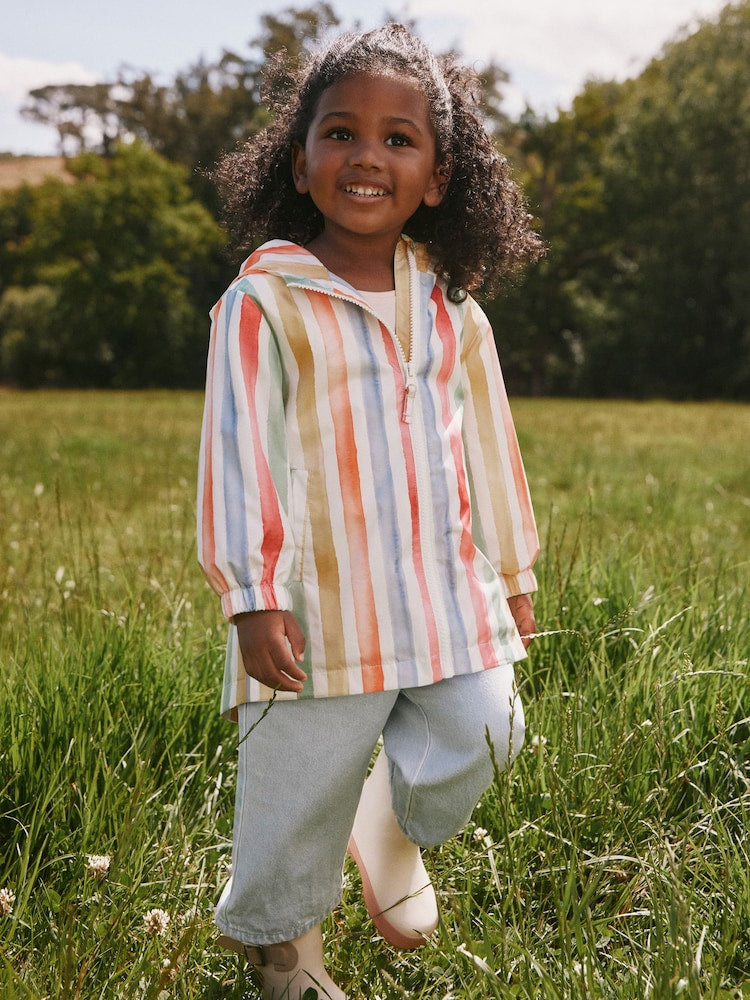 Multi Stripe Shower Resistant Printed Raincoat (3mths-7yrs)