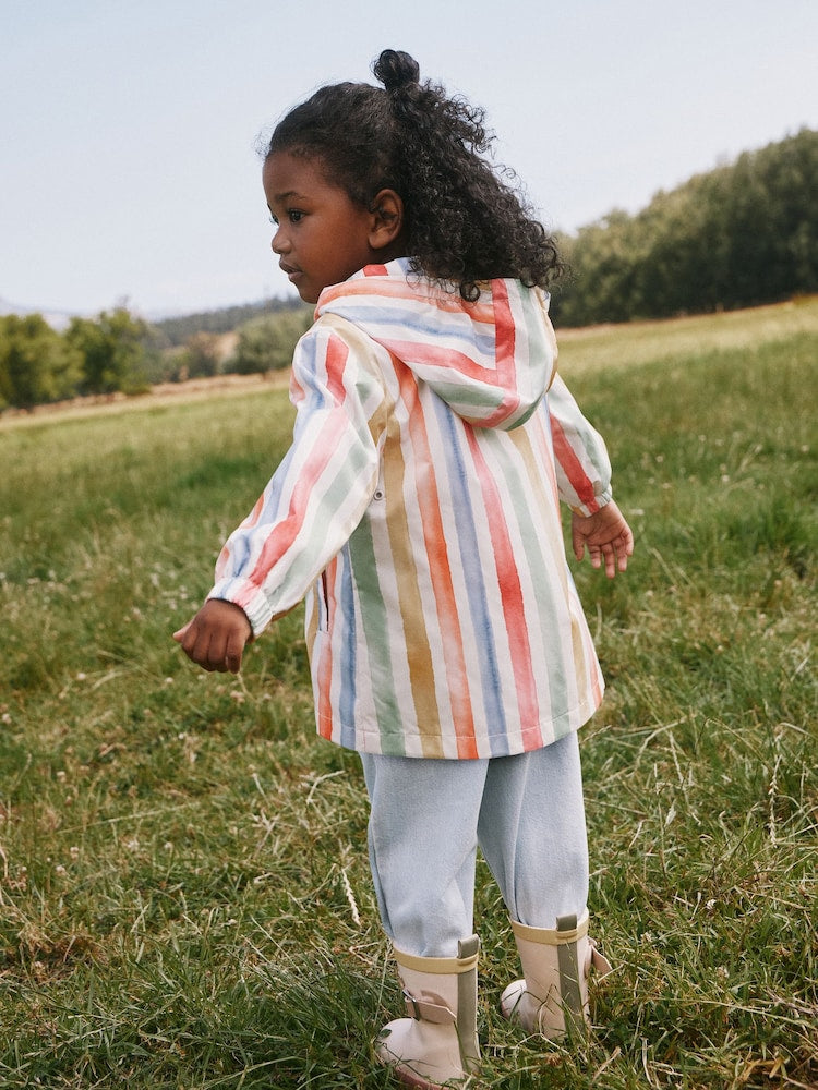 Multi Stripe Shower Resistant Printed Raincoat (3mths-7yrs)