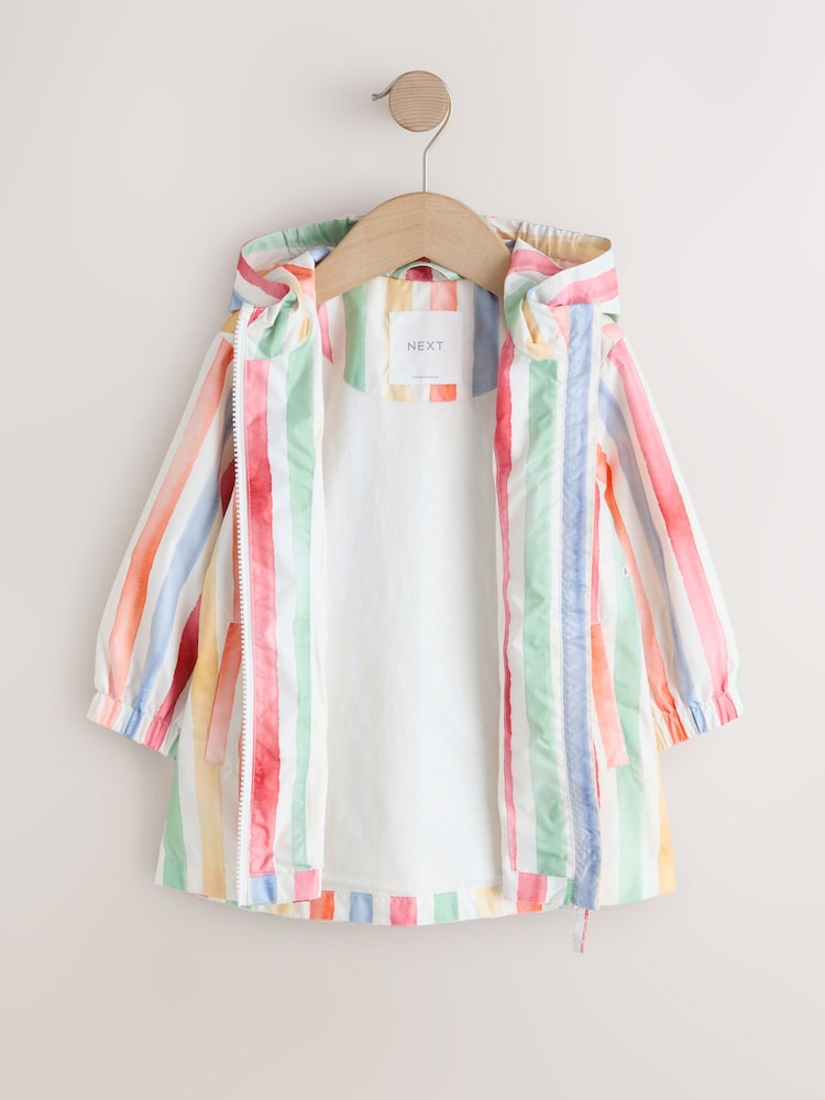 Multi Stripe Shower Resistant Printed Raincoat (3mths-7yrs)