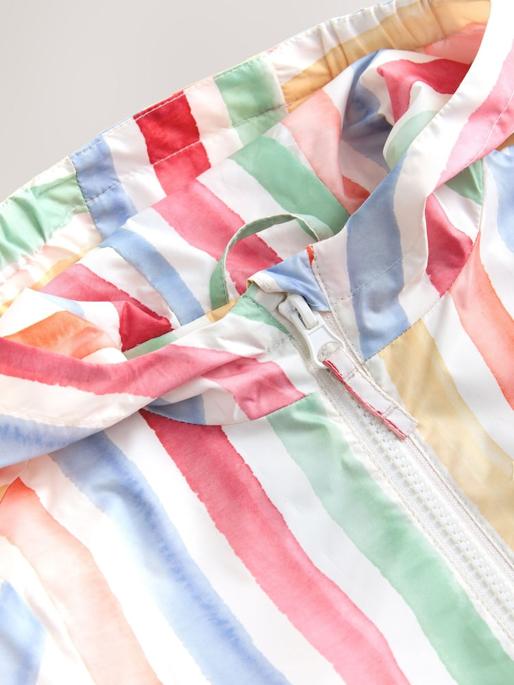 Multi Stripe Shower Resistant Printed Raincoat (3mths-7yrs)