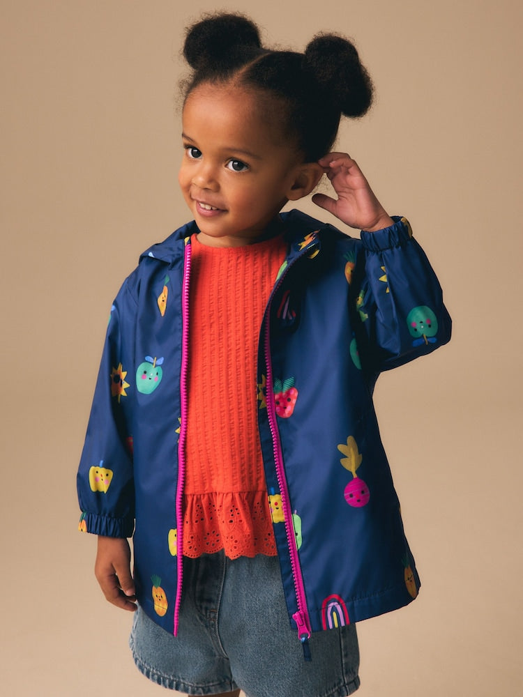 Navy Character Shower Resistant Printed Raincoat (3mths-7yrs)