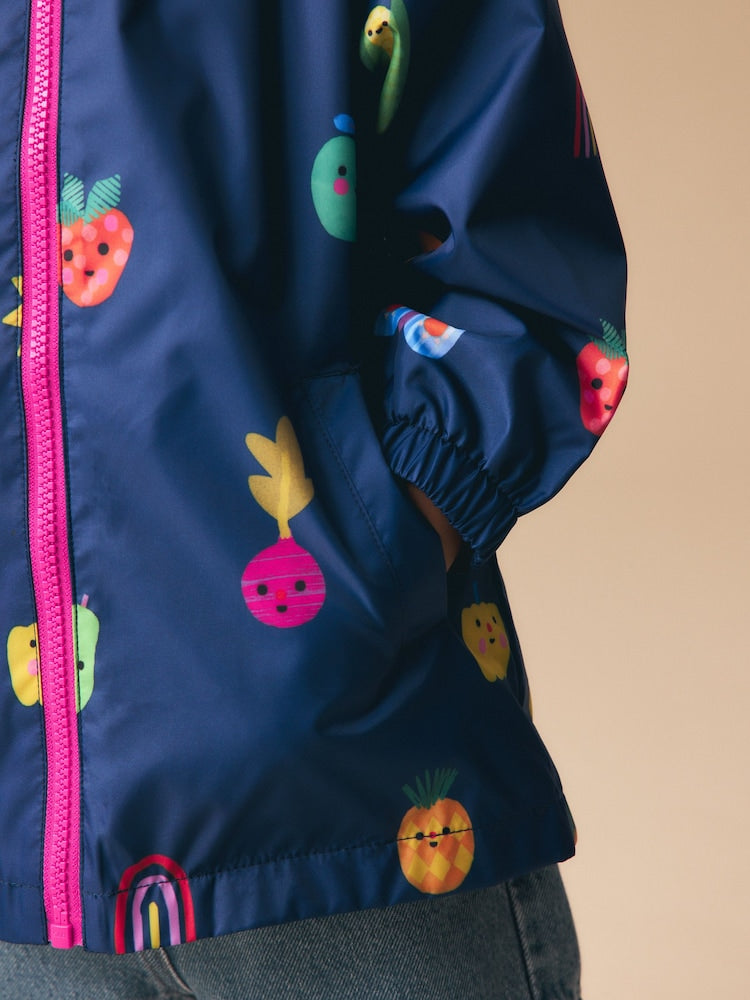 Navy Character Shower Resistant Printed Raincoat (3mths-7yrs)