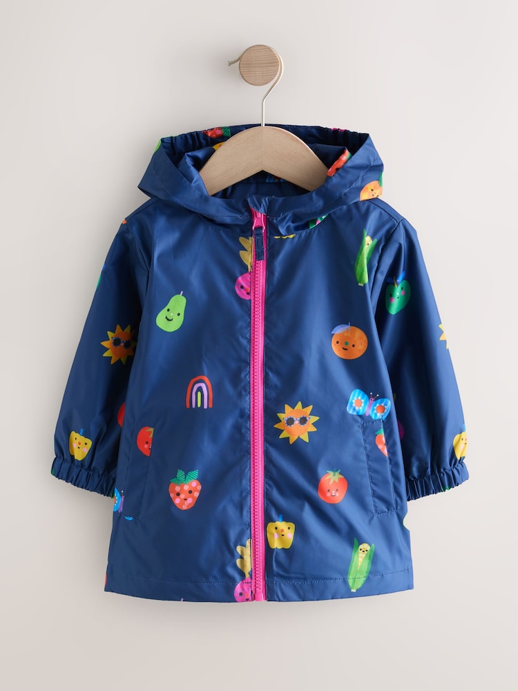 Navy Character Shower Resistant Printed Raincoat (3mths-7yrs)
