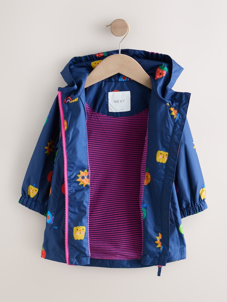 Navy Character Shower Resistant Printed Raincoat (3mths-7yrs)