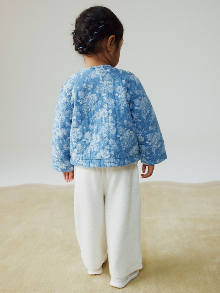 Blue Denim Jacquard Quilted Jacket (3mths-7yrs)