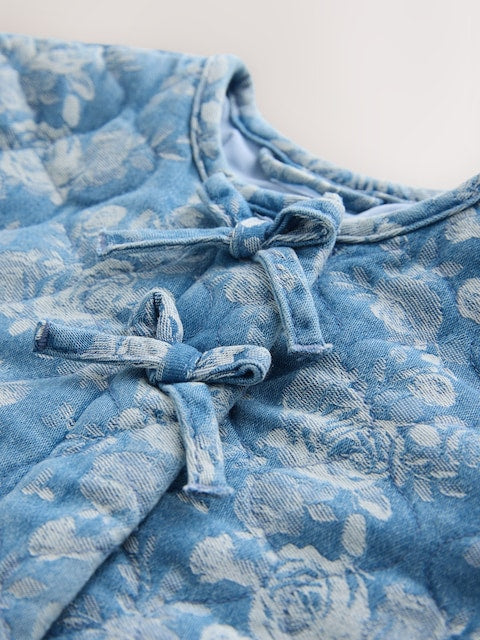 Blue Denim Jacquard Quilted Jacket (3mths-7yrs) - Size 3-6 Months (62-68cm)