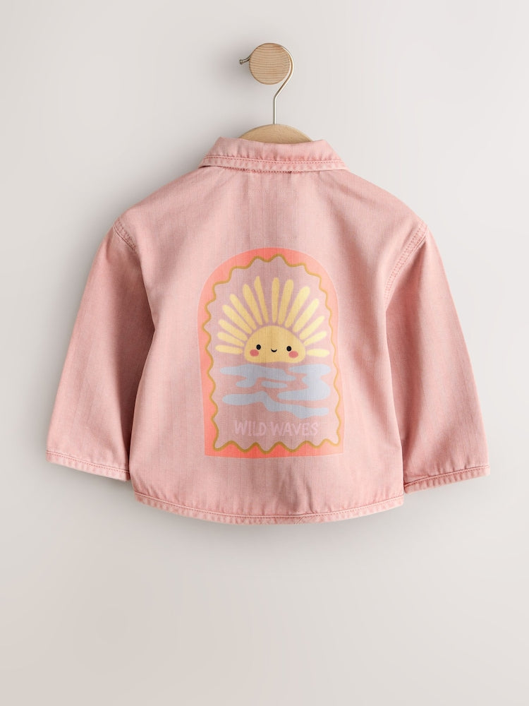 Pink Sun Back Print Denim Jacket (3mths-7yrs)