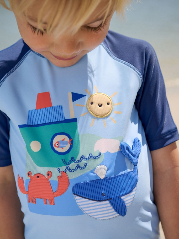 Blue Sunsafe Rash Vest and Swim Shorts Set (3mths-7yrs)