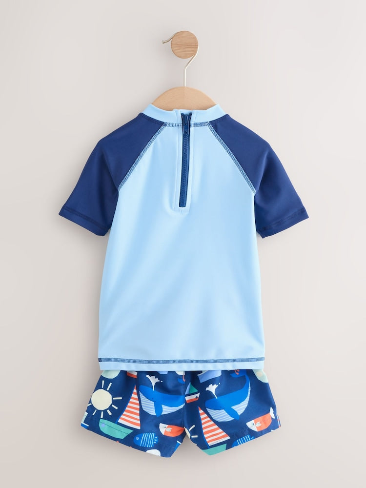 Blue Sunsafe Rash Vest and Swim Shorts Set (3mths-7yrs)