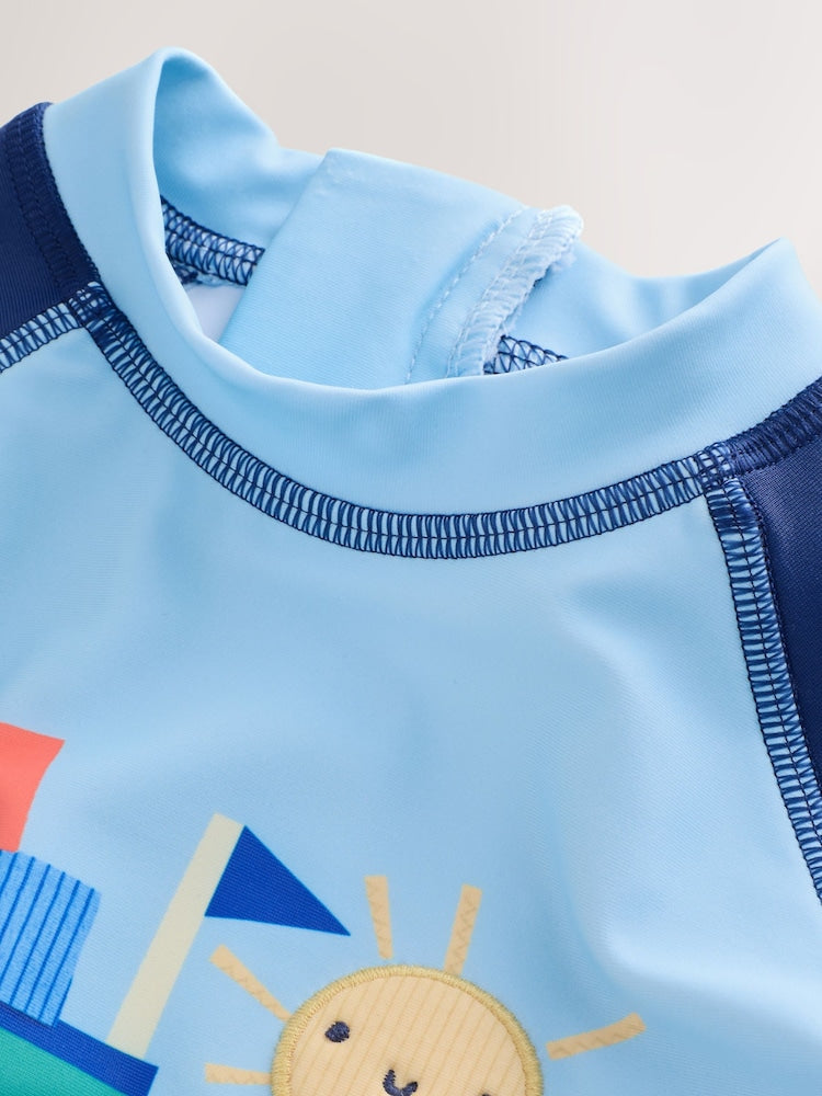 Blue Sunsafe Rash Vest and Swim Shorts Set (3mths-7yrs)