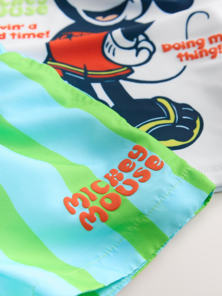 Mickey Rash Vest and Swim Shorts Set (3mths-7yrs) - Size 3-6 Months (62-68cm)