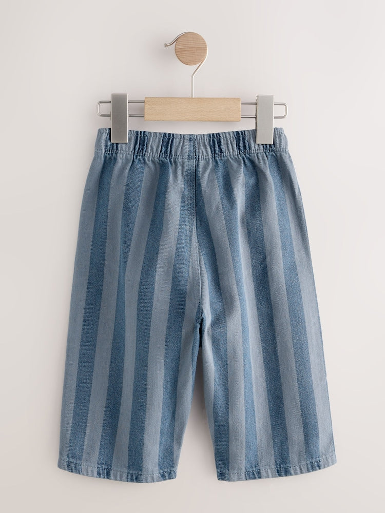 Dark Blue Stripe Pull On Wide Trousers (3mths-7yrs)