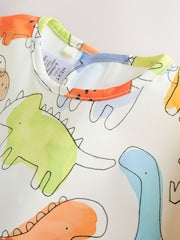 Blue Dinosaurs Weaning And Feeding Sleeved Bib - Size 6-12 Months (68-80cm)