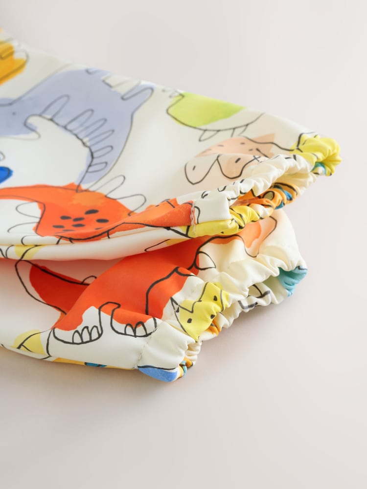 Blue Dinosaurs Weaning And Feeding Sleeved Bib