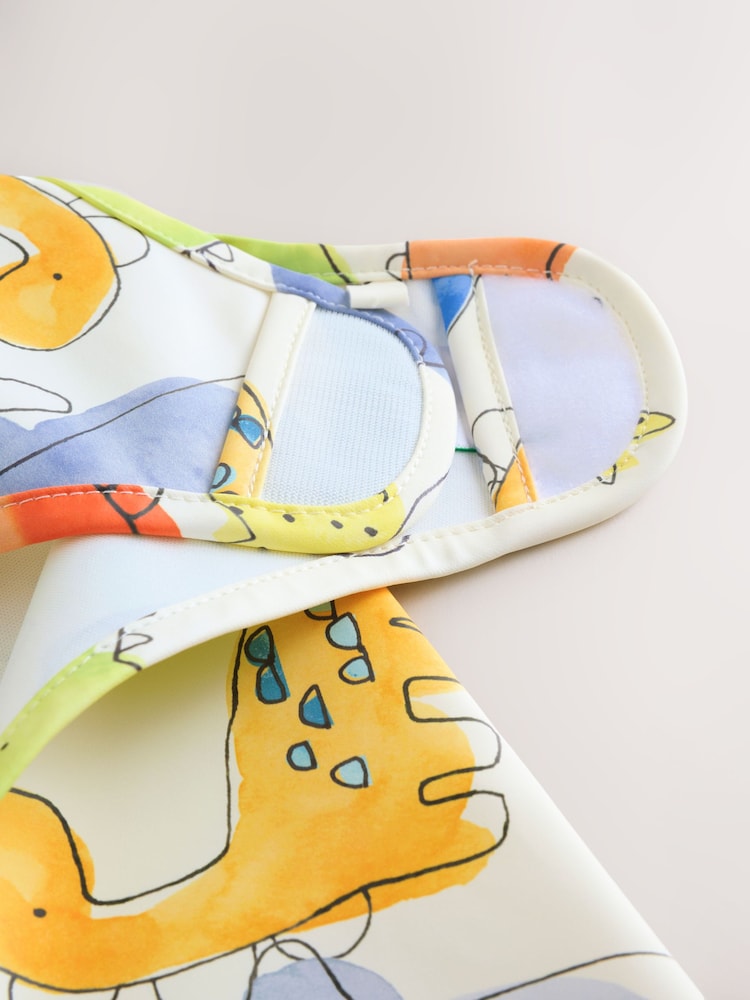 Blue Dinosaurs Weaning And Feeding Sleeved Bib