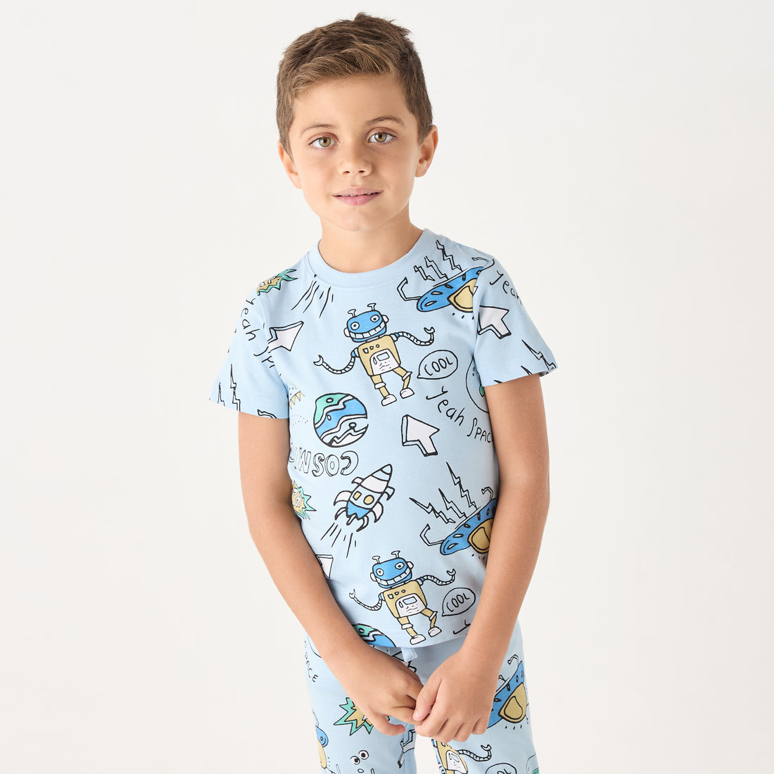 Juniors All-Over Graphic Print Short Sleeves T-shirt and Elasticated Joggers