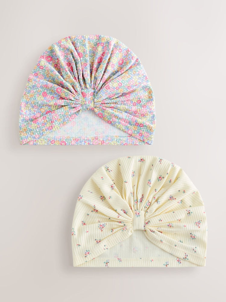 Pink Ditsy Jersey Turban Beanie 2 Pack (3mths-16yrs)