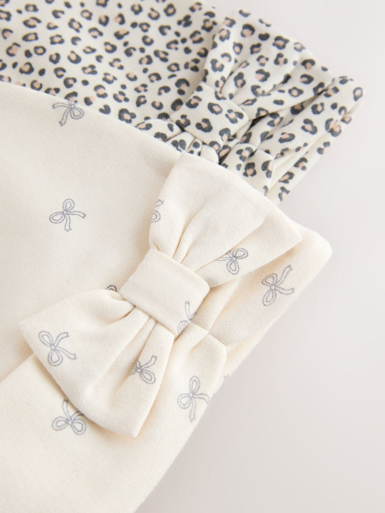 Stone Bow Jersey Beanie 2 Pack (3mths-16yrs)