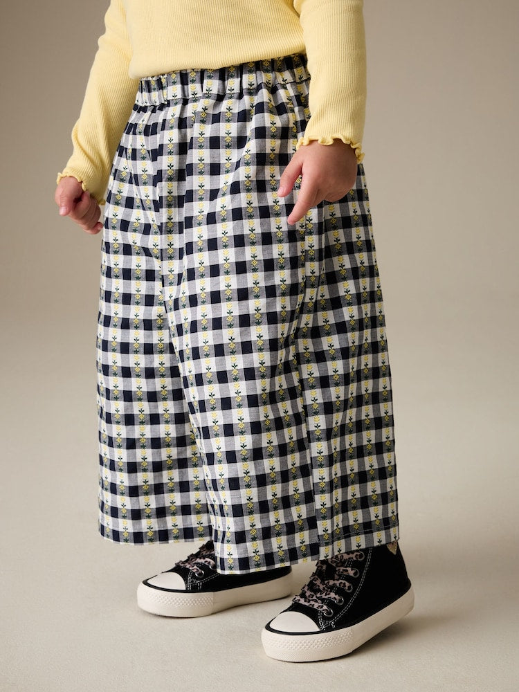 Black/White Floral Gingham Trousers (3mths-7yrs)