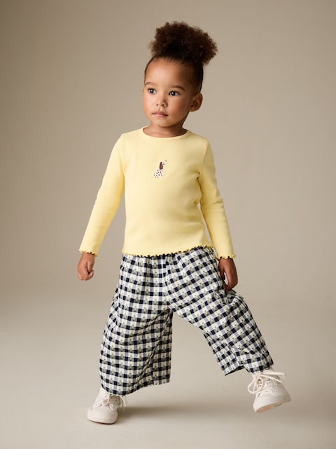 Black/White Floral Gingham Trousers (3mths-7yrs)