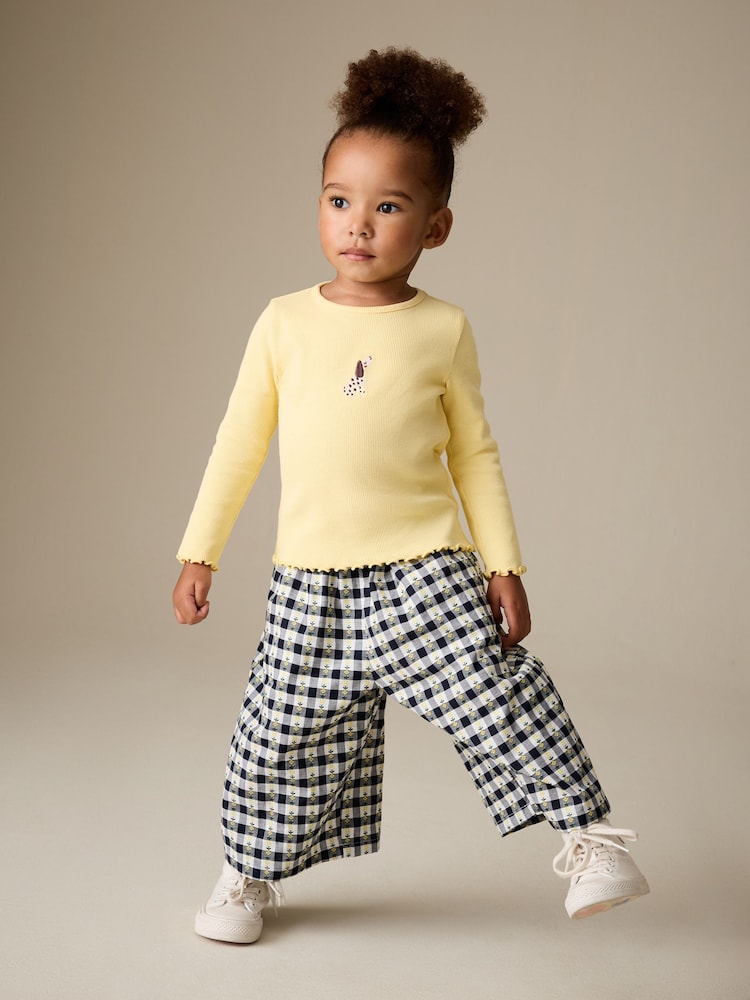 Black/White Floral Gingham Trousers (3mths-7yrs) - Size 3-6 Months (62-68cm)