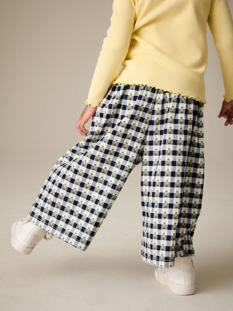 Black/White Floral Gingham Trousers (3mths-7yrs)