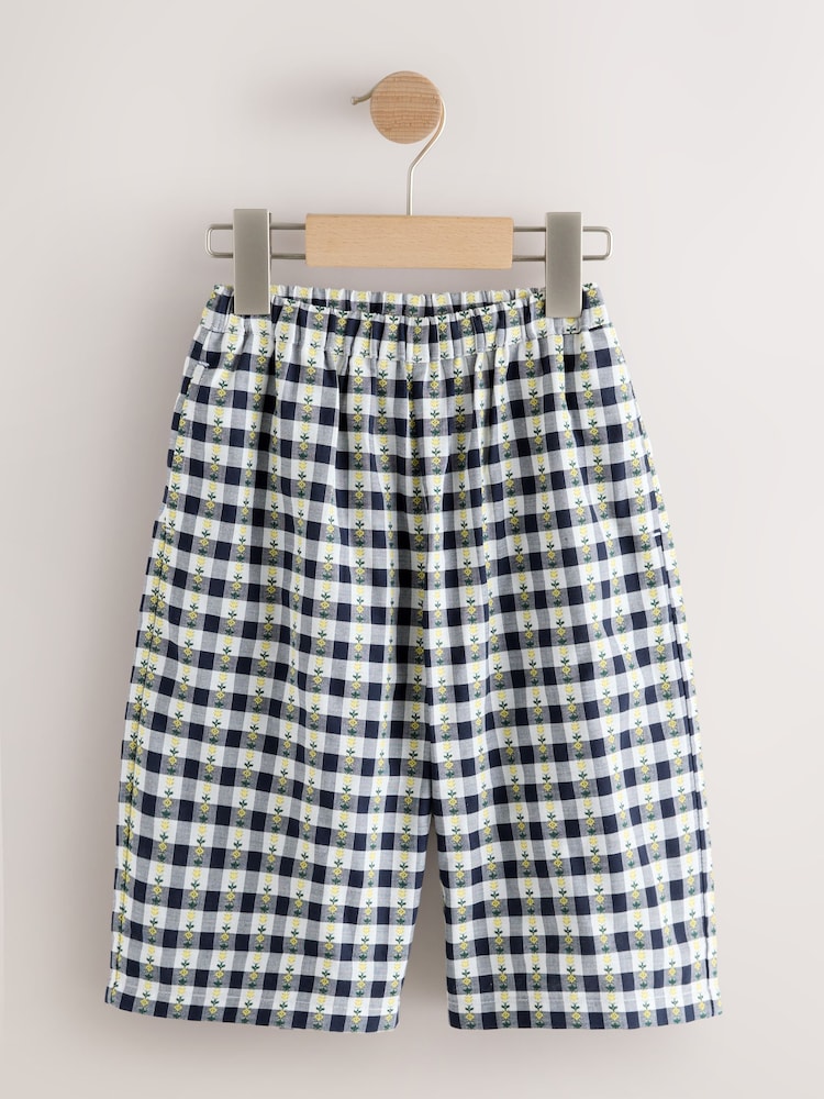 Black/White Floral Gingham Trousers (3mths-7yrs)
